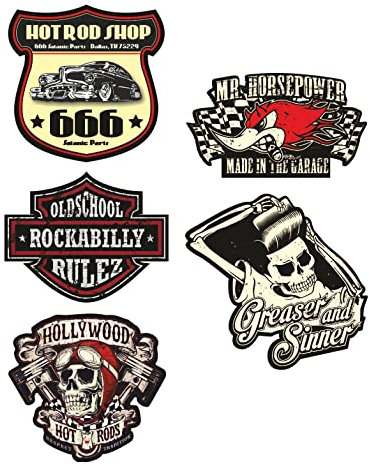 cut-it folientechnik & design MG610 / Aufkleber Set Rocker Breite je ca. 6cm Rockabilly Hot Rod Shop Sticker 666 Devil Old School Grease 50th 60th 70th
