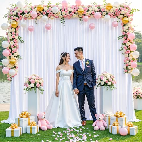 1.5 mx3 m weißer Hintergrund Vorhang für Partys Hochzeit weiß knitterfrei Hintergrund Vorhänge Paneele für Babyparty Geschlecht Enthüllung Geburtstag Fotografie Polyester Stoff Hintergrund Dekoration