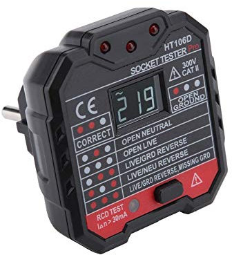 Vendite Pazze Presa Teste, HT106D/HT106B/HT106E Strumento di Controllo guasti Rete elettrica Tester Presa elettrica Multifunzione(Spina UE)