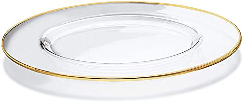 plate Glass Charger Gold/Silver/Clear Weddings Events Decor Christmas Dinner (Gold)
