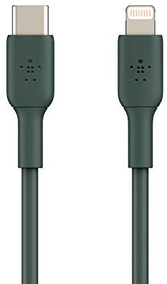 Belkin Câble USB-C vers Lightning (câble de recharge rapide pour iPhone 13, 13 Pro, 13 Pro Max, 13 mini et modèles antérieurs ; câble Boost Charge USB-C certifié MFi ; vert nuit, 1 m)