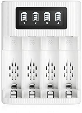 EBL Akku Ladegerät für AA AAA wiederaufladbare Batterien, tragbares LCD Akkuladegerät mit Schnellladefunktion, 2-Way-Laden Type C und Micro USB, Akkuladegerät AA AAA