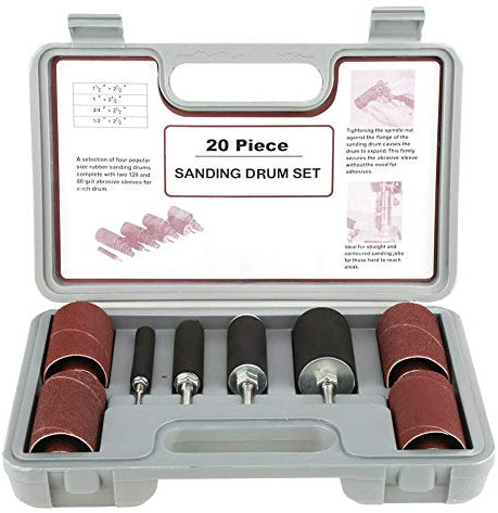 nobrands Trommelschleifer Kit - 20 Stück Schleifhülsen Schleifwalzen Set für Bohrmaschine Spindelschleifer Trommelschleifer Werkzeugsatz mit Koffer