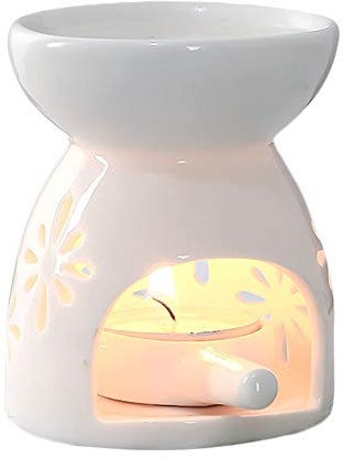 Okssud Weiße Keramik Kerzenhalter Duftlampe Ätherisches Öl Brenner Aromatherapie Wachs Kerze Torte Brenner Wärmer Diffusor Aroma Kerzenwärmer Porzellan