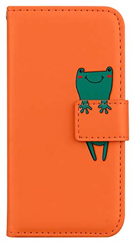 CrazyLemon Hülle für Google Pixel 4A 5G, Niedlich Kreativ Cartoon Frosch Tier Muster Flip Case Weich PU Leder Brieftasche Handyhülle Stoßfest - Orange