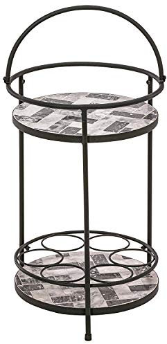 Dehner Mosaik-Beistelltisch Letizia, Ø 41 cm, Höhe 74 cm, Eisen/Stein, grau/weiß