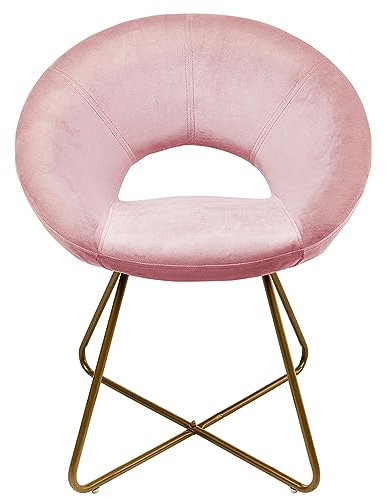 Home Deluxe - Esszimmerstühle Samt SELESA - Farbe: Rosa, Gold Bezug: Samtstoff, Gestell: pulverbeschichtetes Metall, max. 120 kg I Rundsessel, Küchenstuhl, Wohnzimmerstuhl, Polsterstuhl, Stuhl