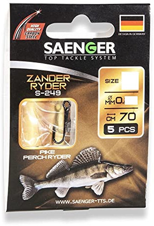 Zander Ryder S-249 Gr. 1/0 - 70cm Vorfachhaken Carbon Steel von SÄNGER