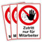 3 Stück Zutritt nur für Mitarbeiter Schild 20 x 30 cm aus stabiler PVC Hartschaumplatte 3mm mit UV-Schutz von STROBO