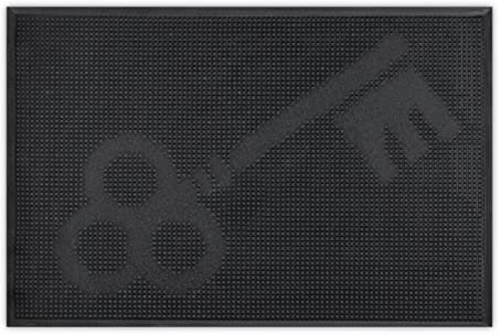 Relaxdays Felpudo Goma, 40 x 60 cm, Tapete Pinchos, Interior y Exterior, Resistente a la Intemperie, Diseño Llave, Negro, Caucho