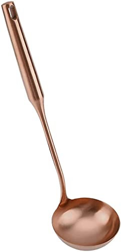 Louche À Soupe Longue En Acier Inoxydable 304, Cuillères De Service De Cuisine Professionnelles Avec Manche En Bois, Grande Louche De Service Cuillère De Chef Pour Soupe Au Fromage, Sauce.-Rose Gold