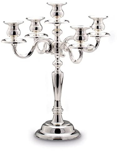 SILBERKANNE Kerzenleuchter Roma (H 38 cm) in Silber 5-flammig. Premium Silber Plated edel versilbert - Kerzenhalter, Kerzenständer für den Adventskranz - Stabkerzen Ständer - Tischdeko Wohnzimmer