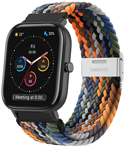 Cinturino per Amazfit Active/Active 2, 20mm Cinturino Intrecciato Elastico Sportivo Regolabile per Amazfit GTS/GTS 2/GTS 2e/GTS 2 Mini/GTS 3/GTS 4/GTS 4 Mini/GTR 42mm/GTR Mini/Amazfit Bip/Bip U/Bip 3