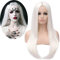 YEESHEDO Damen Perücke Weiß Lang Glatt Perücken für Frauen Natürlich Gerade Synthetische Haar Party Kostüm Cosplay Wig 24 Zoll (weiß)