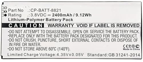 CoreParts Battery for Cordless Phone 9.12Wh Li-Pol 3.8V 2400mAh , 74-102376-01, CP-BATT-8821, GP-S10- (9.12Wh Li-Pol 3.8V 2400mAh Black for Cisco Cordless Phone 8821, CP-8821-EX-K9-BUN, CP-8821-K9-BUN,)