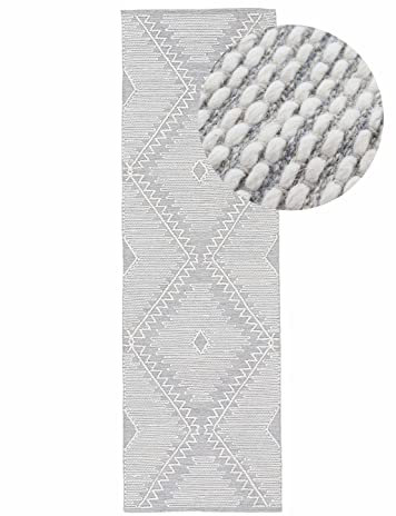 carpetfine Baumwollteppich Kelim Durry robuster Flachgewebe-Teppichläufer Grau 80x400 cm für Wohnzimmer, Schlafzimmer & Kinderzimmer