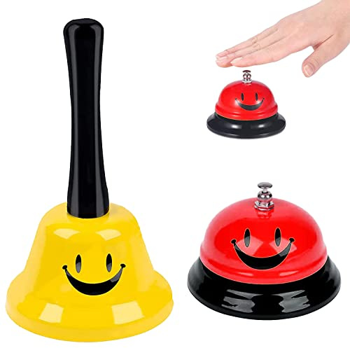 2 Pezzi Campanello Da Tavolo，Campanello di Servizio，per Scuola Cucina Ristorante Bancone Hotel bar.（rosso/giallo）