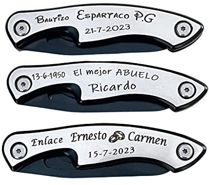 regalo grabado - 1 couteau personnalisable en acier inoxydable noir Gravure permanente Idéal pour mariages, baptêmes et événements