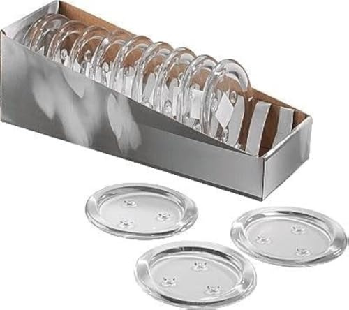12 Pack Clear Transparent Candle Plate, Round Glass Candle Holder, Candle Holders for Pillar Glass 3