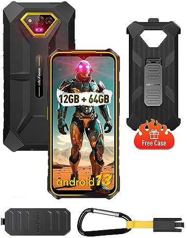 Ulefone Armor X13 12Go+64Go Telephones Portable Incassable, Android 13, 50MP+24MP Nocturne Vision, 8-Core, 6,52 HD+, 6320mAh, Antichoc Étanche Smartphone 4G Dual Nano SIM/3-Slots/NFC/IP68/69K- Orange