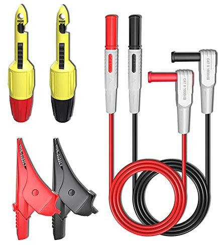 Kaneorooir Multimeter Leads, 6PCS Voltmeter Leads with Alligator Clips, Wire Piercing Probes, III 1000V,10A, 3.3ft/1m
