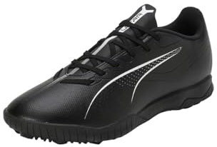 PUMA Unisex Ultra 5 Play TT Soccer Shoe, Black White, 37.5 EU