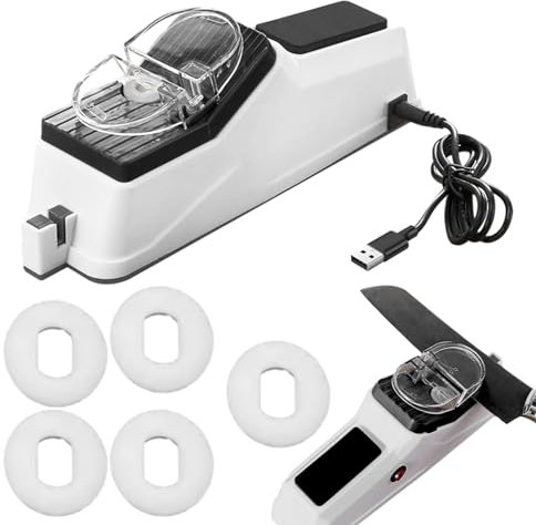 Aiguiseur de Couteaux électrique | Aiguiseur de Couteaux Professionnel électrique pour la Maison | Machine à affûter Les Couteaux avec Couvercle | 5 Secondes pour Un affûtage et Un Polissage Rapides