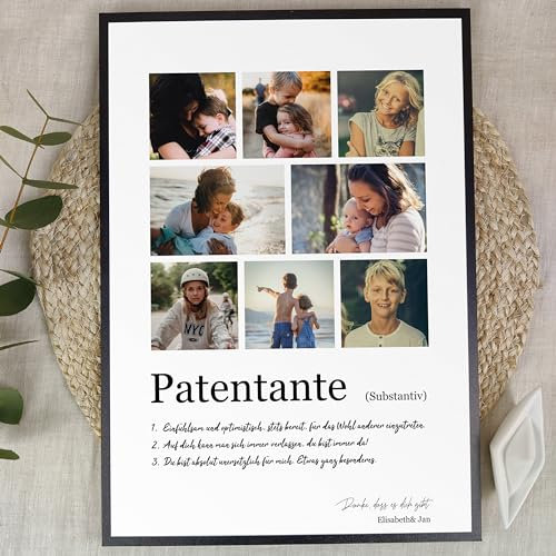 Patentante Geschenk Weihnachten - Personalisiertes Fotogeschenk auf Holz - Geschenk Patentante, Patentante Geschenk Geburtstag, Geschenk Patentante Weihnachten, Geschenk Für Patentante, 8 Bilder