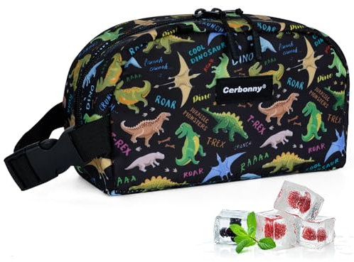 Small Cooler Bag Freezable Lunch Bag for Work School Travel,Small Insulated Bag For Kids/Adults,Freezer Lunch Bags,Mini Lunch Bag Fit For Yogurt,Suit for 3+(black dinosaur)