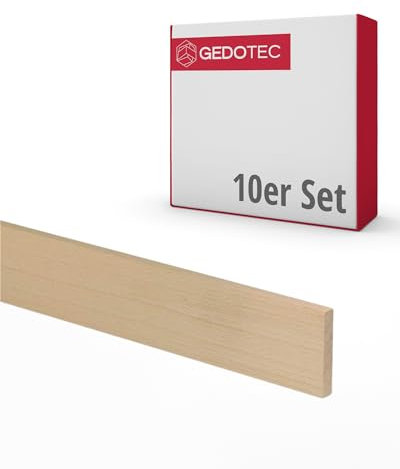 Gedotec baguettes en bois pour bricoler - planches en bois pour construire en bois de hêtre 100 cm | 10 pièces 3x23x950 mm | BASIC | bois polyvalent pour bricoler et construire des objets divers | A