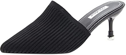 Alta Moda Slip Tacchi Traspiranti Sandali Casual Da Donna Su Scarpe Tacchi alti Da Donna Stivali Tacco Basso per Le Donne Alti Al Polpaccio, Nero , 37.5 EU