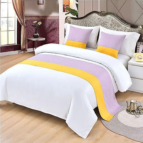 DSAoTeng Runner da letto, sciarpa moderna, copriletto, sciarpa, decorazione per la casa, hotel, biancheria da letto, protezione di lusso, per letto singolo, matrimoniale, super king size (viola, 1