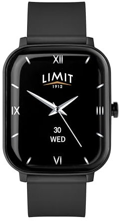 Limit 37mm Black Unisex Smart Watch Fitness Tracker with Bluetooth Calling Heart Rate Sp02 Android and iOS Silicone Strap