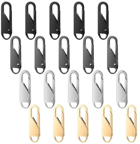 Clyhon 20 Pezzi Ganci per Cerniere Lampo Ganci per Cerniere Lamp Cerniera Sostituzione Metallo Linguette in Metallo per Riparazione Zip, Tiretti per Cerniereper Vestiti,Bagagli,Valigia,Zaino