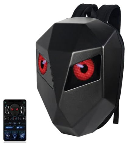 LED-Motorrad-Rucksack, Bluetooth-APP-Steuerung, Hartschalen-Laptop-Rucksack mit DIY-programmierbarem Vollfarbbildschirm, Große Kapazität, wasserdichte Helm-Gepäcktasche für Reisen