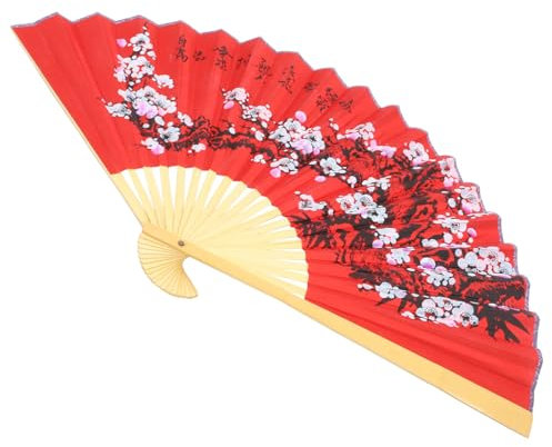 ABOOFAN Grand Fan Décor D'éventail De Mariage Décor Mural Ventilateur Pliant Décoration Murale en Éventail Géant Éventail en Papier Décorations De Cérémonie De Mariage Éventails Bois Rouge