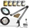 Kevsuvqin Lupe mit Licht und Ständer, 10X LED Lupenleuchte mit Klemme, LED Lupenlampe mit 5 Farbmodi Dimmbare, Lampe mit Lupe für handwerkliche Reparaturen & Nahaufnahmen, Tischlupe mit Beleuchtung