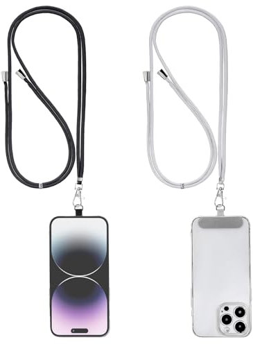 Lot De 2 Cordons De Téléphone Réglables Cordon Universel Pour Téléphone Portable Compatible Avec Samsung Et La Plupart Des Smartphones Noir Gris