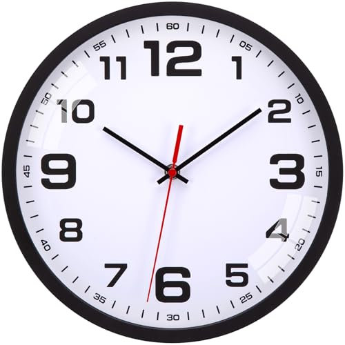 Warminn Wanduhr Ohne TickgeräUsche Lautlos Modern 30cm Quarz Groß Batterie Betriebene Wanduhr Einfach zu Lesen für Zimmer Zuhause KüChe Schlafzimmer Büro Schule (Schwarz, 30cm)