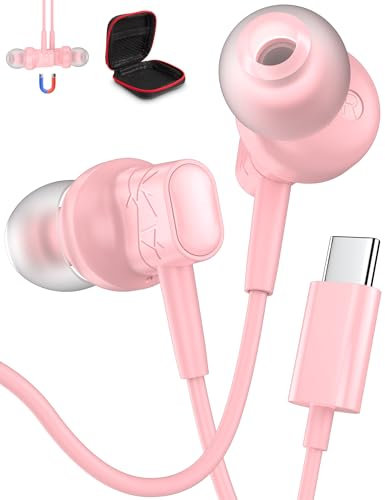 Cuffie USB C con Microfono per Samsung A16 S25 S24 FE Auricolari USB C per iPhone 16e 15 Pro Max Magnetici Cuffie Tipo C con Microfono HiFi Stereo Auricolari con Filo Tipo C per Pixel 9 8a OnePlus 13R