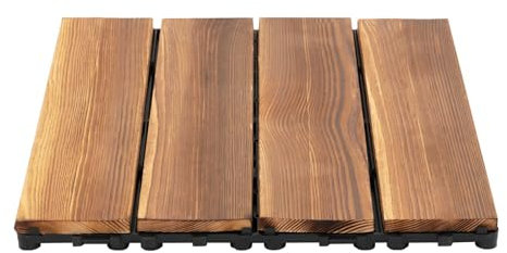 36 Stück Holzfliesen Balkonfliesen, DIY Terrassenfliesen mit Klicksystem und Drainage, Terrassendielen Wasserfest für Terrasse Balkon, 30,3 x 30,3cm (11 Stück = 1m²)