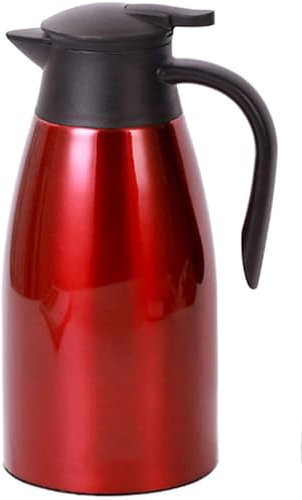 Webao Termo de 2 litros de acero inoxidable, con cierre de punta rápida, jarra de vacío de doble pared para té y café, color rojo
