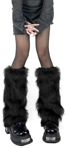 Ieron 1PCS Faux Fur Leg Warmers Fluffy Leg Warmers Faux Fur Leg Warmers For Women,Furry Leg Warmers Ladies Faux Fur Long Boot Cuffs Cover