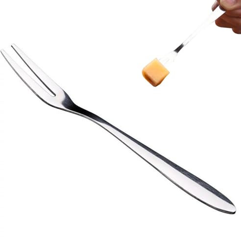 Fourchettes à fromage – Fourchettes à apéritif légèrement épaisses, petites fourchettes en acier inoxydable avec 2 dents pour cocktail, dessert d'entrée