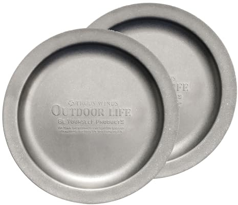 Thous Winds Edelstahl Teller Rund, 2er-Set Edelstahl Rundes Geschirr, Φ22cm Leichte Camping Geschirr Essteller Speiseteller, Robuster Edestahlteller für Outdoor, Picknick, Küche - Retro Silber