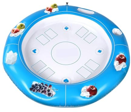 Achteckiger aufblasbarer Spieltisch mit wasserdichtem Spielen, schwimmender Kartentisch für Pool, Lnflatable Kartenspieltablett | Faltbarer Pool mit Lebensmittel-Getränkehalter für 4–6 Spieler, See