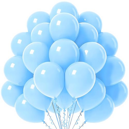 Macaron Luftballons Blau,100 Stück 12 Zoll Pastell Blaue Ballons,Helium Latex Luftballons für Geburtstagsdeko Blau,Ballongirlande,Hochzeiten, Baby Party,Kommunion Party Deko