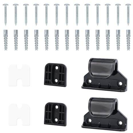 Black Retractable Baby Gate Replacement Part, 55 W x 33 H Retractable Baby Gate Extension Kit with 2 Latches 2 Brackets & 1 Set of Screws for Telescopic Doors for Babies and Pets