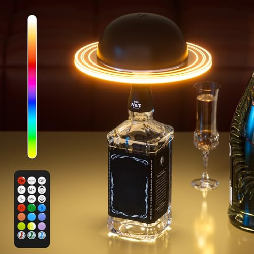 LED Flaschenlampe, RGB Tischlampe Kabellos mit Aufladbar 3 Farbmodi RGB, Dimmbar Nachttischlampe Remote & Touch Control, Tischleuchte Flaschenlicht für Vintage Deko, Restaurant Partys Bar, Schwarz