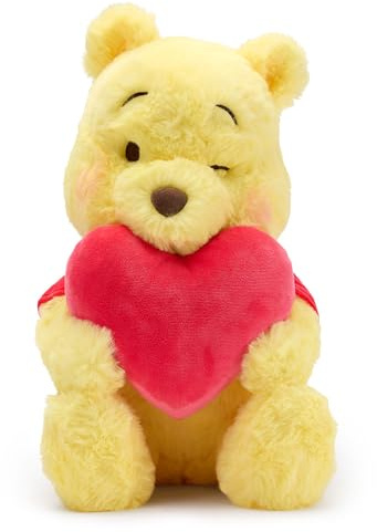 Disney Store Official - Winnie Puuh mit Herz - Mittelgroßes Kuscheltier - 22,5 cm - Niedlicher Plüsch-Bär - Dakko Kollektion - Ab der Geburt geeignet - Ab 0 Jahren